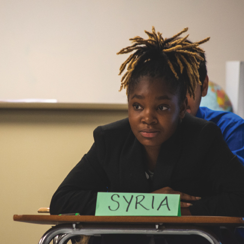  An image of a student representing Syria during the presentation.