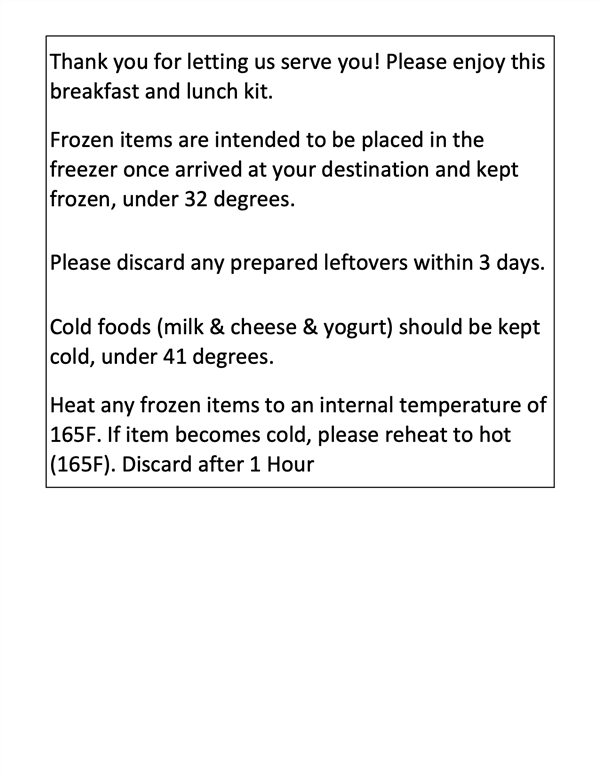 Food Services / Menus